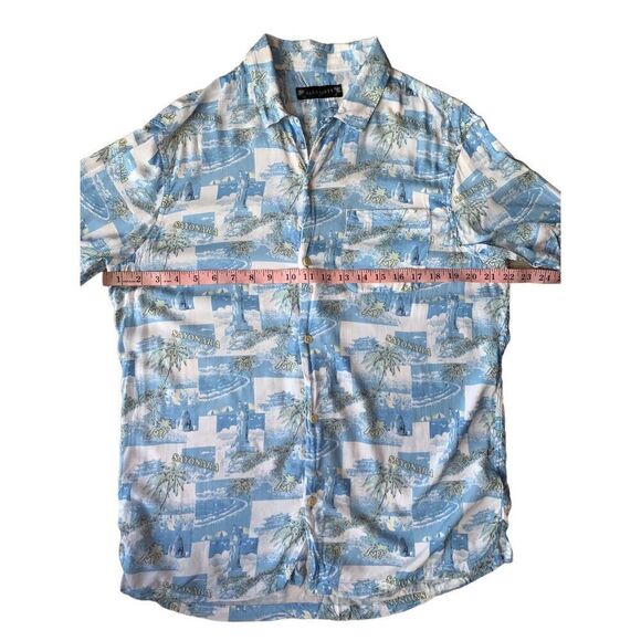 ALLSAINTS Men’s Tropical Hawaiian Sayonara Shirt In Aqua Blue - Picture 10 of 10